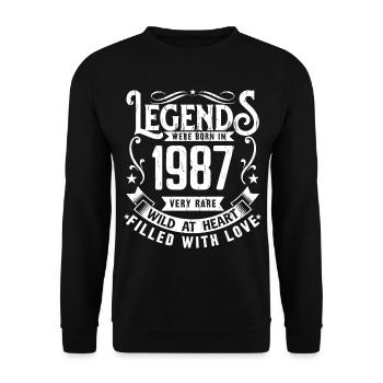 Legendär seit 1987 Jahrgang 1987 Geschenk 1987 - Unisex Pullover - Schwarz - Vorne - Alina (178cm) & Michal (187cm)