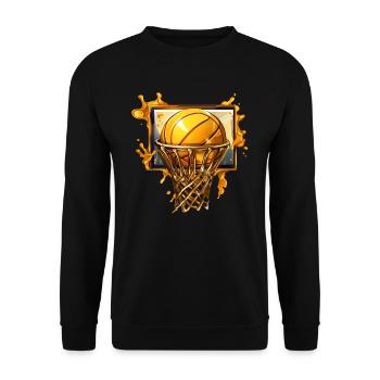 Goldener Basketball Korb - Unisex Pullover - Schwarz - Vorne - Alina (178cm) & Michal (187cm)