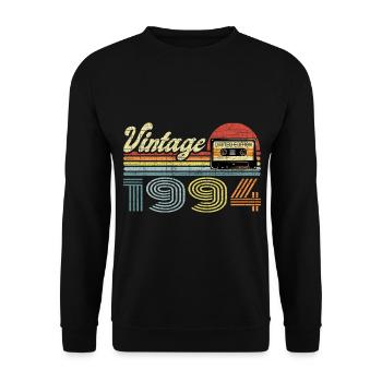 Vintage 1994 Cassette Mixtape - 27e anniversaire - Sweat-shirt Unisexe - noir - Devant - Alina (178cm) & Michal (187cm)