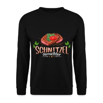 Schnitzel vernichter Fleisch Essen - Unisex Pullover - Schwarz - Vorne - Alina (178cm) & Michal (187cm)