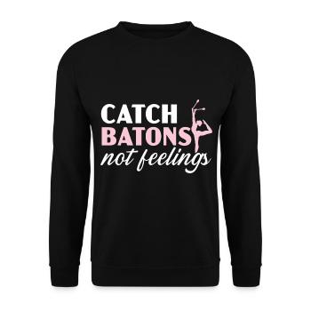 Attraper des matraques, pas des sentiments, Baton Baton Tw - Sweat-shirt Unisexe - noir - Devant - Alina (178cm) & Michal (187cm)