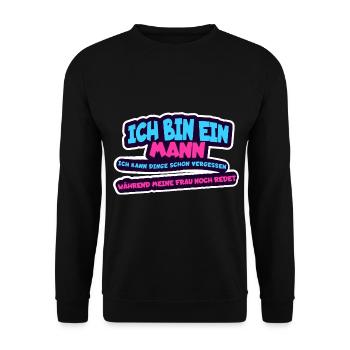 Je suis un homme, je peux oublier des choses... - Sweat-shirt Unisexe - noir - Devant - Alina (178cm) & Michal (187cm)