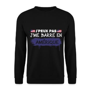 j'peux pas je me barre en Amérique | USA !! - Sweat-shirt Unisexe - noir - Devant - Alina (178cm) & Michal (187cm)