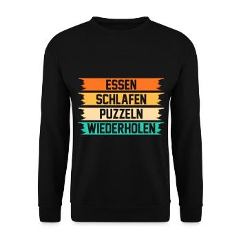 Puzzlefan Puzzler Puzzleteile Puzzle - Unisex Pullover - Schwarz - Vorne - Alina (178cm) & Michal (187cm)