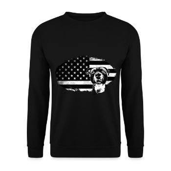 American Staffordshire / Staff / Camp Dog Dogs - Unisex Sweatshirt - black - Front - Alina (178cm) & Michal (187cm)