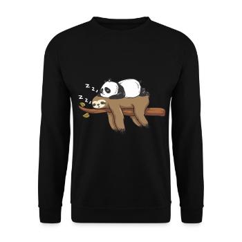 Panda Sloth Birthday Christmas Friends Idea - Unisex Sweatshirt - black - Front - Alina (178cm) & Michal (187cm)