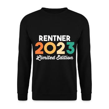 Rente 2023 Pension Pensionär Ruhestand Rentner - Unisex Pullover - Schwarz - Vorne - Alina (178cm) & Michal (187cm)