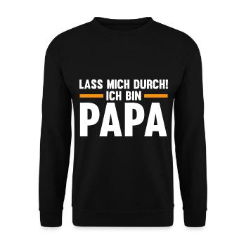 Lass mich durch ich bin Papa - Unisex Pullover - Schwarz - Vorne - Alina (178cm) & Michal (187cm)