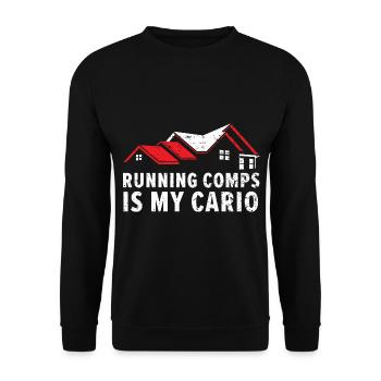 Running comps is my cardio house Immobi - Unisex Sweatshirt - black - Front - Alina (178cm) & Michal (187cm)