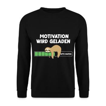 Motivation wird geladen Faultier Faultiermotiv - Unisex Pullover - Schwarz - Vorne - Alina (178cm) & Michal (187cm)