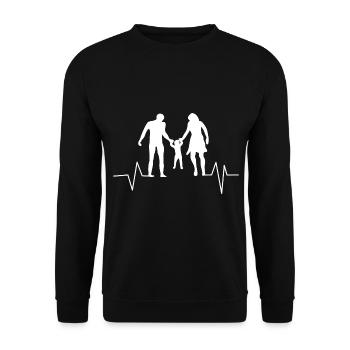 Familie Papa Mama Herzschlag - Unisex Pullover - Schwarz - Vorne - Alina (178cm) & Michal (187cm)