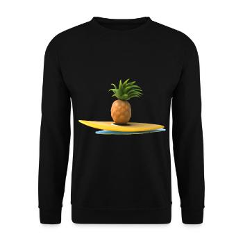 Surfende Ananas - Unisex Pullover - Schwarz - Vorne - Alina (178cm) & Michal (187cm)