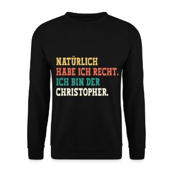 Christopher Lustiger Spruch Vorname Name Christoph - Unisex Pullover - Schwarz - Vorne - Alina (178cm) & Michal (187cm)
