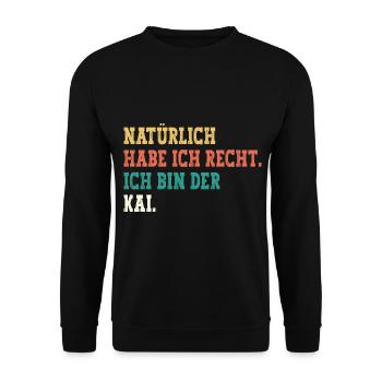 Kai Lustiger Spruch Vorname Name Kai - Unisex Pullover - Schwarz - Vorne - Alina (178cm) & Michal (187cm)