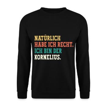 Kornelius Lustiger Spruch Vorname Name Kornelius - Unisex Pullover - Schwarz - Vorne - Alina (178cm) & Michal (187cm)