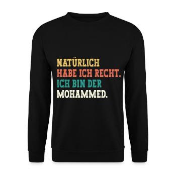 Mohammed Lustiger Spruch Vorname Name Mohammed - Unisex Pullover - Schwarz - Vorne - Alina (178cm) & Michal (187cm)