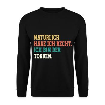 Torben Lustiger Spruch Vorname Name Torben - Unisex Pullover - Schwarz - Vorne - Alina (178cm) & Michal (187cm)