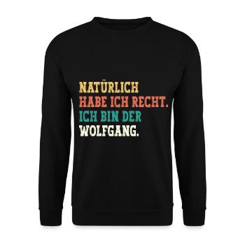Wolfgang Lustiger Spruch Vorname Name Wolfgang - Unisex Pullover - Schwarz - Vorne - Alina (178cm) & Michal (187cm)