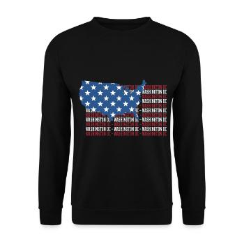 American FLAG WASHINGTON DC city - Patriotic Gift - Unisex Sweatshirt - black - Front - Alina (178cm) & Michal (187cm)