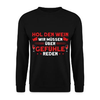 Wein Weinliebhaber Weintrinker Weinfest Geschenk - Unisex Pullover - Schwarz - Vorne - Alina (178cm) & Michal (187cm)