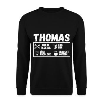 Thomas - Unisex Pullover - Schwarz - Vorne - Alina (178cm) & Michal (187cm)