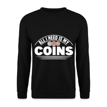 Coin Collector Numismatics Coin Collecting Coin Collection - Unisex Sweatshirt - black - Front - Alina (178cm) & Michal (187cm)