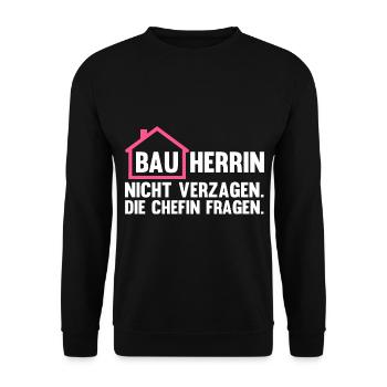 Baustelle Bauherrin - Unisex Pullover - Schwarz - Vorne - Alina (178cm) & Michal (187cm)