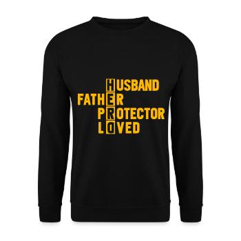 Husband Father Protector Loved - Unisex Sweatshirt - black - Front - Alina (178cm) & Michal (187cm)