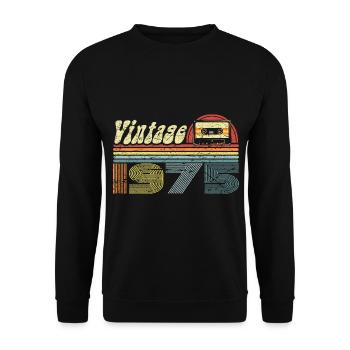 Vintage 1975 Cassette Mixtape - 46e anniversaire - Sweat-shirt Unisexe - noir - Devant - Alina (178cm) & Michal (187cm)