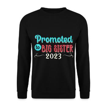Promoted to big sister in 2023 - Unisex Sweatshirt - black - Front - Alina (178cm) & Michal (187cm)