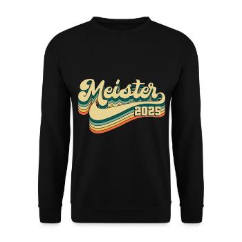 Meister 2025 Mechaniker Meistertitel Geschenk - Unisex Pullover - Schwarz - Vorne - Alina (178cm) & Michal (187cm)