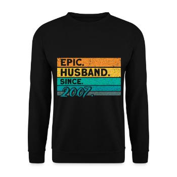 15th Wedding Anniversary Couple Design 15 Years of Marriage - Unisex Sweatshirt - black - Front - Alina (178cm) & Michal (187cm)