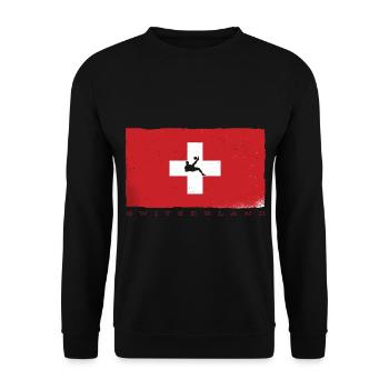 Fußball Schweiz Flagge Turnier Trikot Fan - Unisex Pullover - Schwarz - Vorne - Alina (178cm) & Michal (187cm)