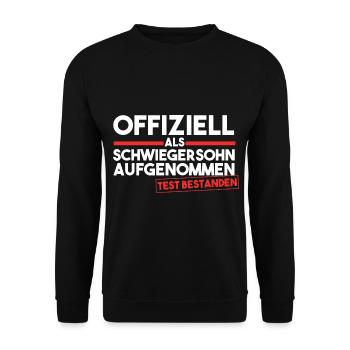 Schwiegersohn - Unisex Pullover - Schwarz - Vorne - Alina (178cm) & Michal (187cm)
