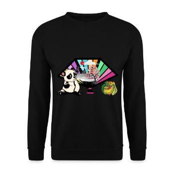 China Panda Bear Fruits Asia Asian Bear Child - Unisex Sweatshirt - black - Front - Alina (178cm) & Michal (187cm)