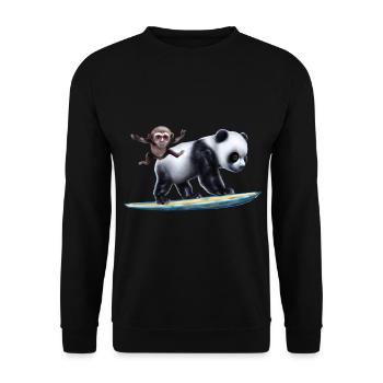 Surfing Panda and Monkey - Unisex Sweatshirt - black - Front - Alina (178cm) & Michal (187cm)