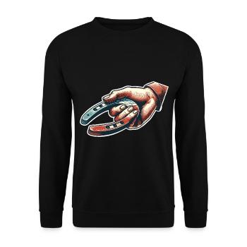 Horseshoe Throwing Horseshoe Pitching - Unisex Sweatshirt - black - Front - Alina (178cm) & Michal (187cm)