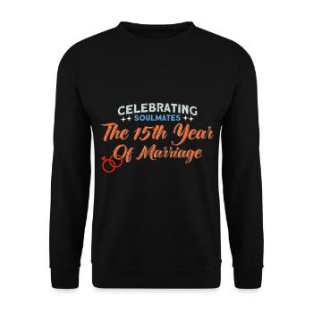 15th Wedding Anniversary Couple Design 15 Years of Marriage - Unisex Sweatshirt - black - Front - Alina (178cm) & Michal (187cm)