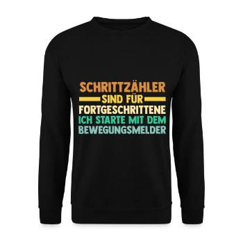 Schrittzähler Sind Für Fortgeschrittene - Unisex Pullover - Schwarz - Vorne - Alina (178cm) & Michal (187cm)