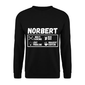 Norbert - Unisex Pullover - Schwarz - Vorne - Alina (178cm) & Michal (187cm)