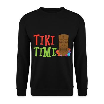 Tiki Time Tropical Drink Luau Party Tiki Bar - Unisex Sweatshirt - black - Front - Alina (178cm) & Michal (187cm)