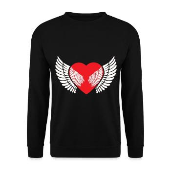 Ailes, coeurs, coeurs, amour, Saint-Valentin, Saint-Valentin - Sweat-shirt Unisexe - noir - Devant - Alina (178cm) & Michal (187cm)