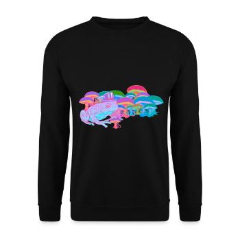 Natürlich Natur Rausch Pilz Frosch Schamane High - Unisex Pullover - Schwarz - Vorne - Alina (178cm) & Michal (187cm)