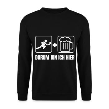 Faustball und Bier darum bin ich hier Faustballer - Unisex Pullover - Schwarz - Vorne - Alina (178cm) & Michal (187cm)