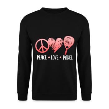 Padel Paddel Tennis Liebe Frieden Herz I Geschenk - Unisex Pullover - Schwarz - Vorne - Alina (178cm) & Michal (187cm)