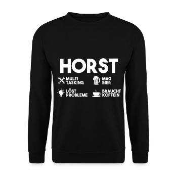 Horst - Unisex Pullover - Schwarz - Vorne - Alina (178cm) & Michal (187cm)