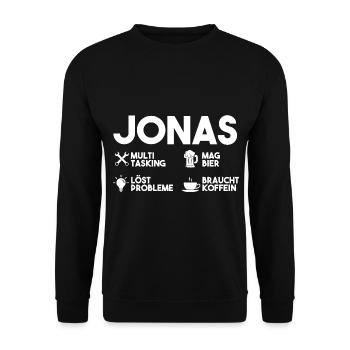 Jonas - Unisex Pullover - Schwarz - Vorne - Alina (178cm) & Michal (187cm)