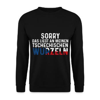 Tschechische Wurzeln Tscheche Tschechien - Unisex Pullover - Schwarz - Vorne - Alina (178cm) & Michal (187cm)