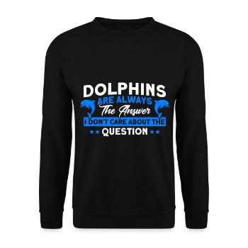 Dolphin Dolphin Lover Animal Dolphins Gift - Unisex Sweatshirt - black - Front - Alina (178cm) & Michal (187cm)