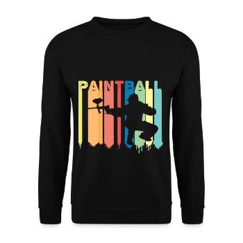 Retro Paintballer Paintballing Paintball - Unisex Sweatshirt - black - Front - Alina (178cm) & Michal (187cm)
